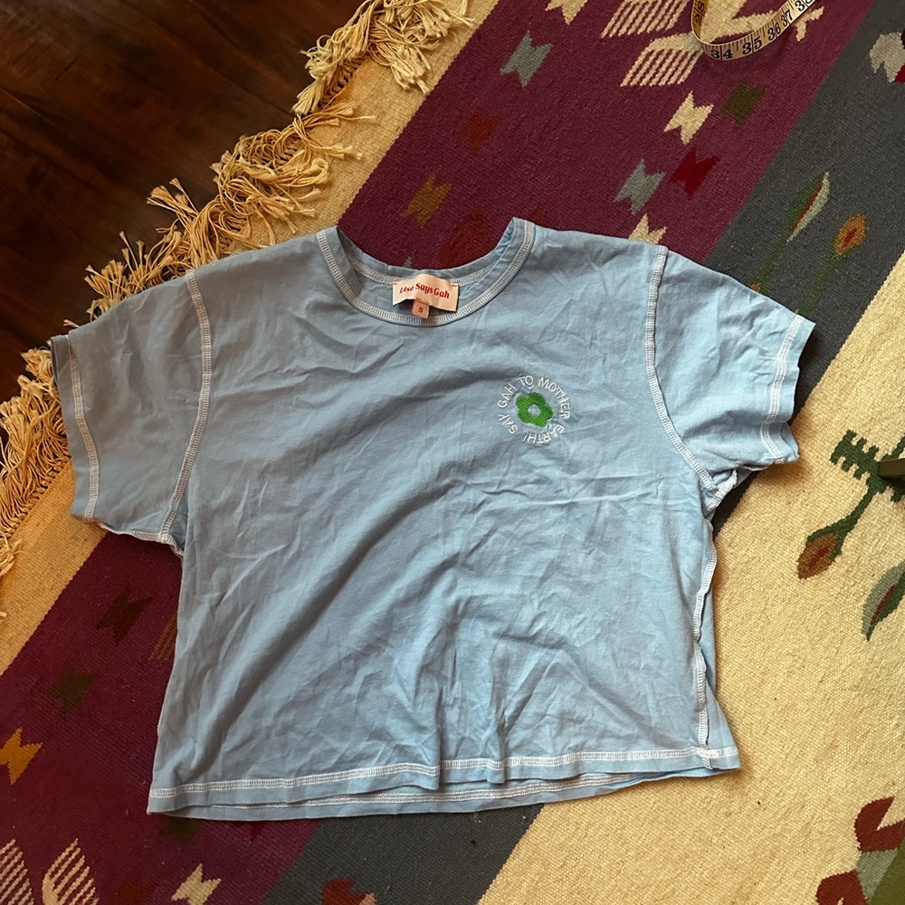 Lisa Says Gah Powder Baby Blue baby tee Shirt Mother Earth